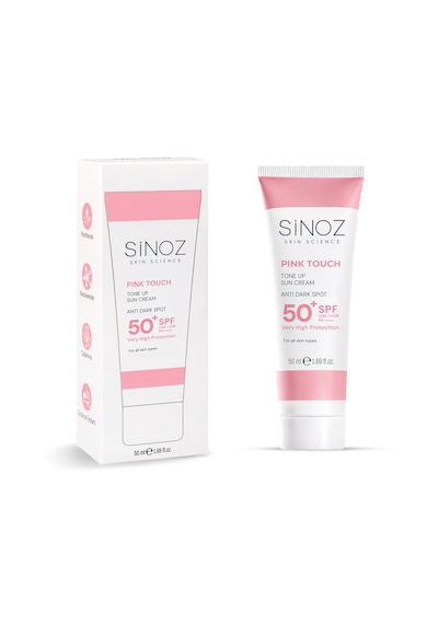 Sinoz Pink Touch Aydınlatıcı ve Ton Eşitleyici Pembe Yüz Güneş Kremi SPF50 50 ML