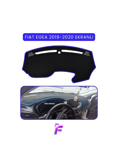 Fıat Egea 2019-2020 Ekranlı Uyumlu Torpido Örtüsü Çatlama Ve Isıya Karşı Tam Koruma Tb23 Mavi