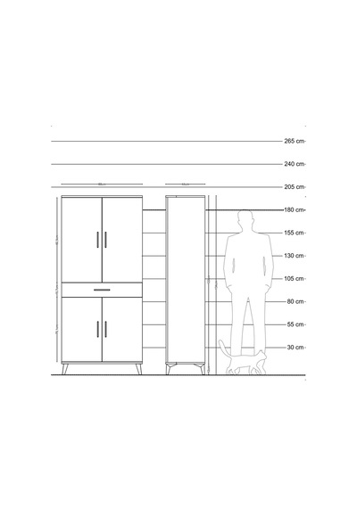 Hyperion Dolap 4 Raflı Tek Çekmeceli 4 Kapaklı 88x44x195 Çam-aytaşı Atlas Çam