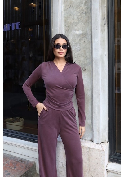Kechi Woman Pike Oysho Kruvaze Yaka İkili Takım Bordo