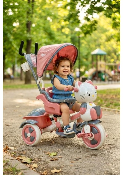 Baby Hope Katlanabilir Üç Tekerlekli Bisiklet Tenteli Ve Emniyet Kemerli Çocuk Bisikleti Pembe