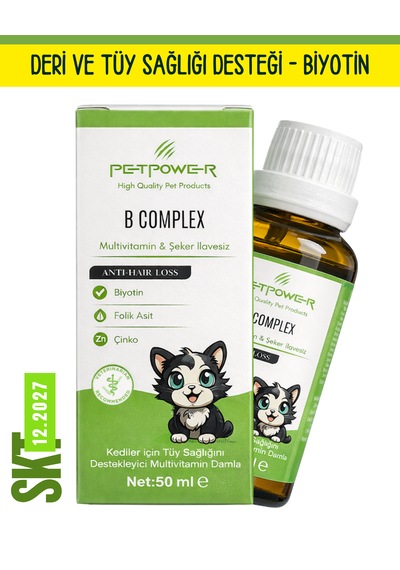 Kedi Tüy Dökülmesi Azaltıcı Damla B Complex 50 Ml - Biotin & Çinko Ve Multivitamin