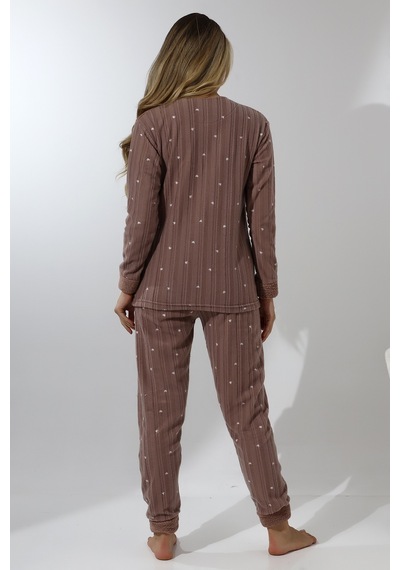 Wordex Fawn 5019 Peluş Welsoft Polar Kışlık Yumoş Kadın Pijama Takımı Love Vizon