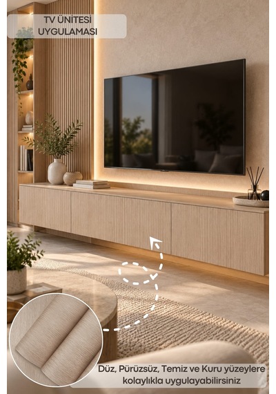 Deconitte Premium Kendinden Yapışkanlı Bej Renkli Ahşap Desenli Mobilya Dolap Masa Tezgah Pvc Kaplama Folyosu 60x100cm