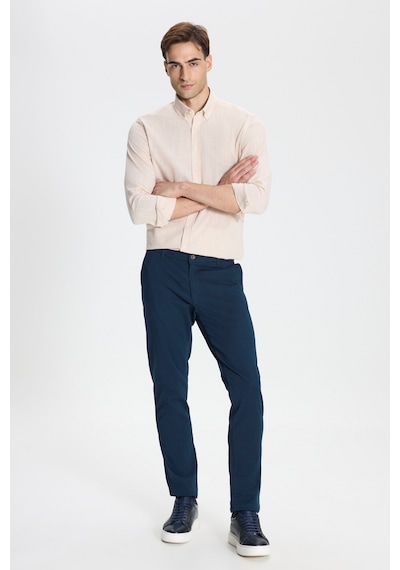 George Henry Pamuklu Slim Fit Dar Kesim Yan Cepli Esnek Chino Pantolon Lacivert
