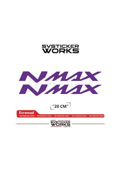 Yamaha Nmax Uyumlu Yazı Sticker Yüksek Kalite Özel Kesim Folyo 2'li Set Mor