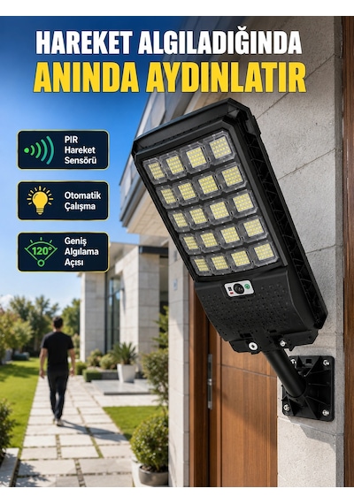 Solar Led Bahçe Lambası Hareket Sensörlü Uzaktan Kumandalı Dış Mekan Aydınlatma