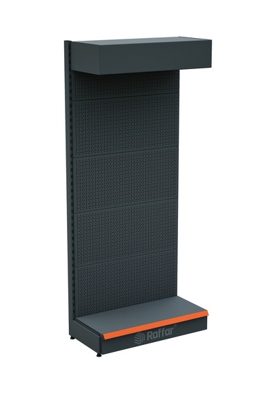 Şapkalı Ve Bazalı Delikli Hırdavat Rafı Antrasit, Tek Ünite W90 H220 D30/40 Cm Turuncu