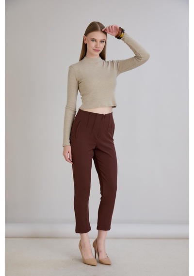 Sortie Collection Nervürlü Pantolon Kahverengi