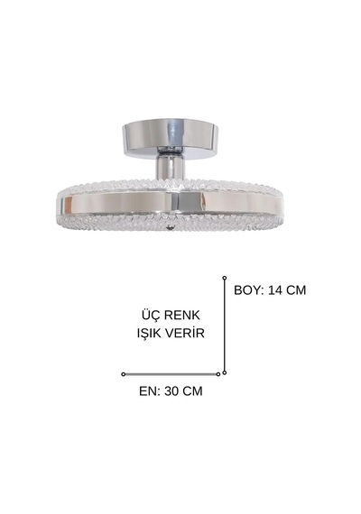 İnci Tekli Plafonyer Modern Tasarım Enerji Tasarruflu Led Avize 3 Renk Işık Kristal Görünüm Oturma Odası Yemek Odası Salon Yatak Odası Çap - 30 Cm Diğer