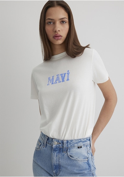 Mavi - Mavi Logo Baskılı Beyaz Tişört 1612232-70057 Beyaz
