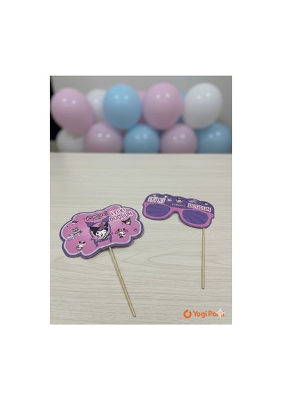 Kuromi Baskılı Konuşma Balonu & Kuromi Baskılı Konuşma Gözlük 1 Adet Pembe Tüm Yaşlar