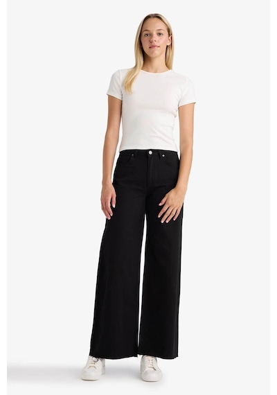 Defacto Wide Leg Normal Bel Standart Boy Gabardin Pantolon E4381ax25aubk81 Siyah