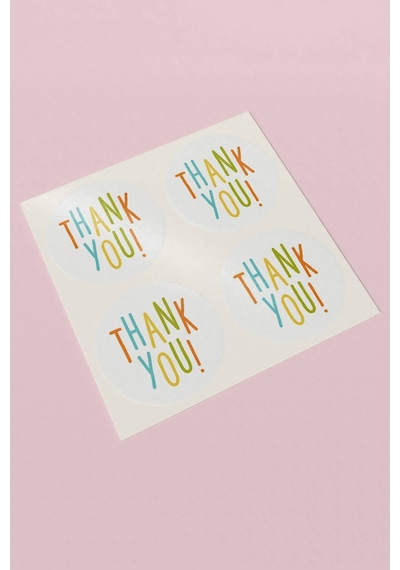 Renkli Thank You Hediye Kargo Paketleme Sticker 3x3cm St2124 Çok Renkli