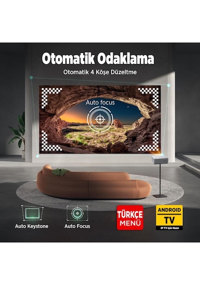 Vankyo Leisure L470A Android TV 1080P Destekli 6G Wi-Fi + Bluetooth 5.2 Projeksiyon Cihazı Beyaz