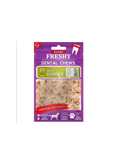 Freshy Dental Chews Natural Mini Bones Sığır Etli Köpek Ödül Kemiği 25 Adet