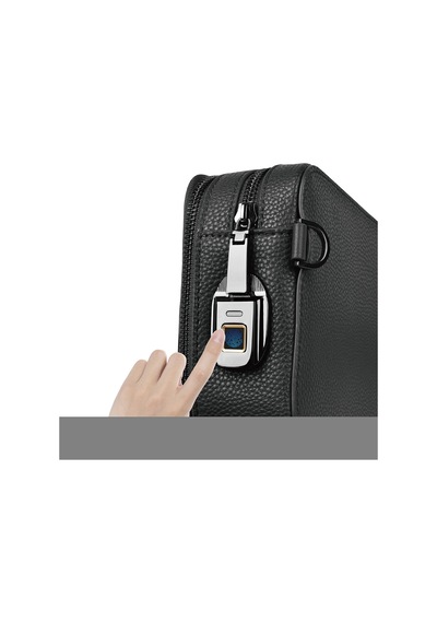 Wiwu Master Genuie Leather Serisi Parmak İzi Kilitli Çok Fonksiyonlu Deri Çapraz Vücut Çantası Siyah Siyah