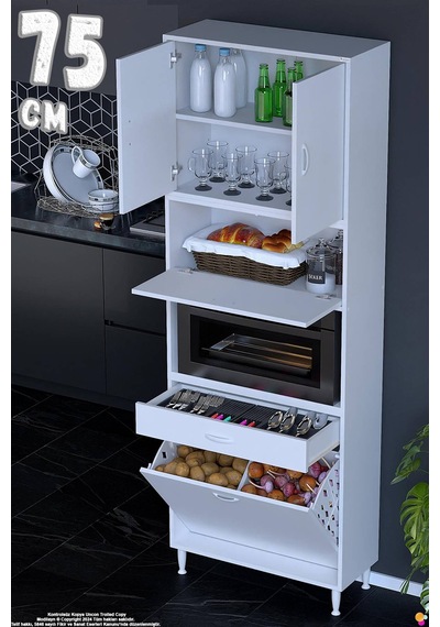 Zevra 75 Cm Fırın Dolabı Sepetli Kapaklı 4 Bölmeli Çok Amaçlı Mutfak Kiler Banyo Dolabı 75x226x32 Cm Beyaz Zevra 75 Cm Fırın Dolabı Sepetli Kapaklı 4 Bölmeli Çok Amaçlı Mutfak Kiler Banyo Dolabı 75x226x32 Cm Beyaz