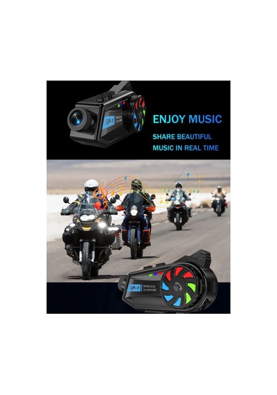 Intercom Kameralı Motosiklet Bluetooth Kask Kulaklık Ses Kontrolü 1080p Video Kayıt Videolu Interkom