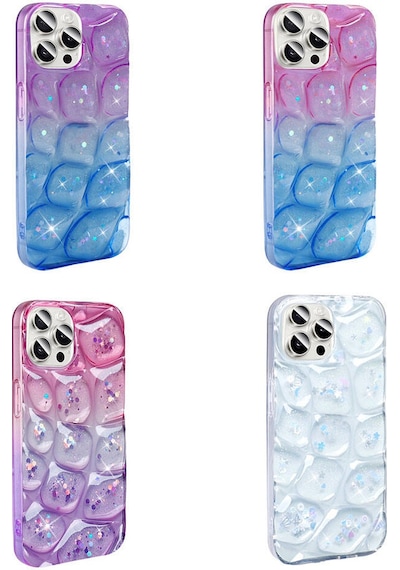 Goocamp Apple Uyumlu iPhone 14 Pro Max Kılıf Simli 3d Desenli Hacar Kapak - Pembe-mor N/a