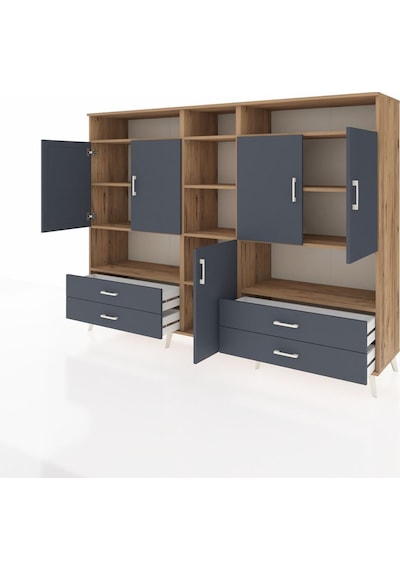 Hyperion Dolap 12 Raflı 4 Çekmeceli 5 Kapaklı 220x44x163 Çam-antr Çam-antrasit Hyperion Dolap 12 Raflı 4 Çekmeceli 5 Kapaklı 220x44x163 Çam-antr Çam-antrasit