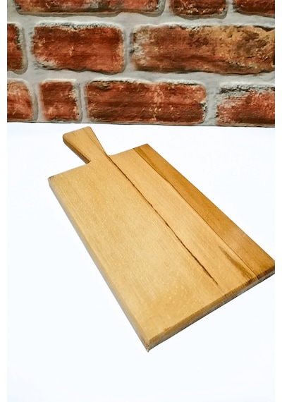 Ahşap Tek Parça Saplı Kesme Tahtası-küçük Boy 16 Cm En X 25 Cm Boy Kahverengi