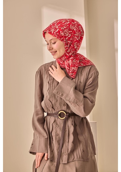 Silk Home Soft Eşarp 73091-31 Kırmızı, Vizon, Beyaz