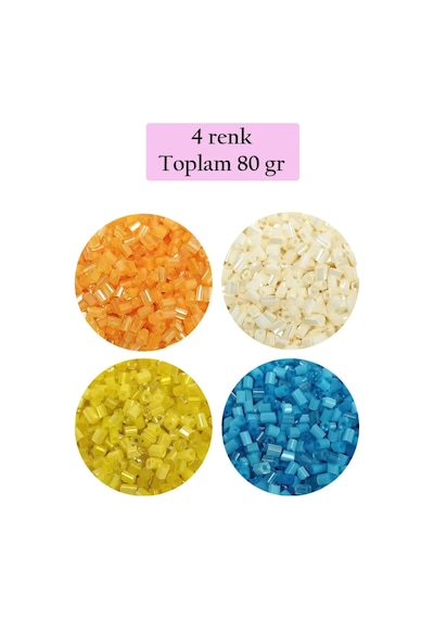 Tedar Kesme Cam Boncuk 2mm - 4 Renk - Toplam 80 Gram - Bnc443 Najmaddin (No:1) 8.5Cm X 10.5 Cm