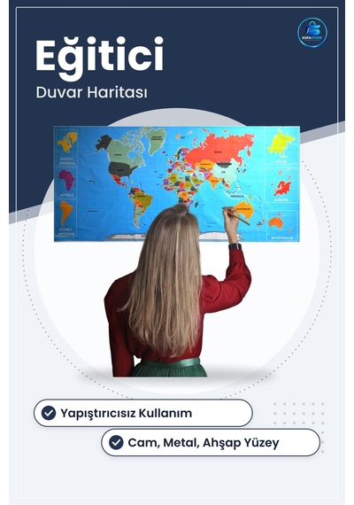 Dünya Haritası Atlas Duvar Stickerı Yapıştırıcı Gerektirmeyen Man Diğer