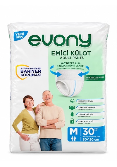 Emici Külot Yetişkin Hasta Bezi M Beden 30 Adet 80-120 Cm Sızdırmaz Bariyer Korumalı