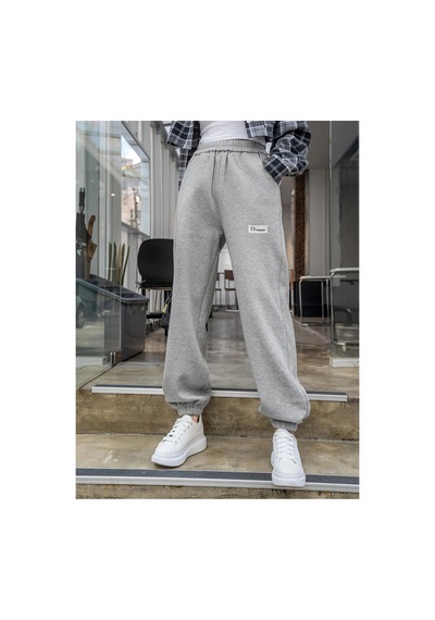 Tarzsokak Dazy Slant Pocket Patch Detail Thermal Lined 4 Mevsim Eşofman Gri