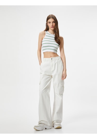 Koton Crop Atlet Bisiklet Yaka Kolsuz Slim Fit Ribanalı Haki Çizgili 4sal30076ık 4SAL30076IK8S7 Koton Crop Atlet Bisiklet Yaka Kolsuz Slim Fit Ribanalı Haki Çizgili 4sal30076ık 4SAL30076IK8S7