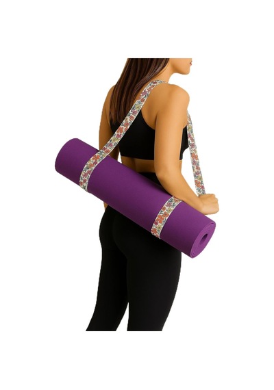 Tr Mat Taşıma Askısı - Yoga Motifli Dijital Baskılı 205 Cm Pamuklu Mat Taşıma Askısı