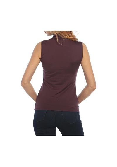 Bulalgiy Kadın Bordo Basic Boğazlı Tişört - Bga030318