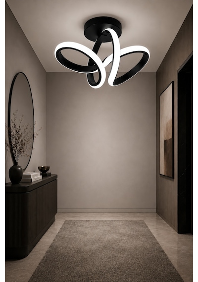 Sion Led Plafonyer Avize Beyaz Işık Siyah