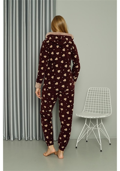Akbeniz Welsoft Polar Kadın Kapşonlu Pijama Takımı 8513 - L Bordo