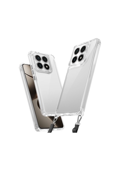 Nourthkiingdom Xiaomi 14t Pro Uyumlu Kılıf Airbagli Takılabilir Askı Aparatlı Nrtk Snap Silikon Kapak-şeffaf Şeffaf