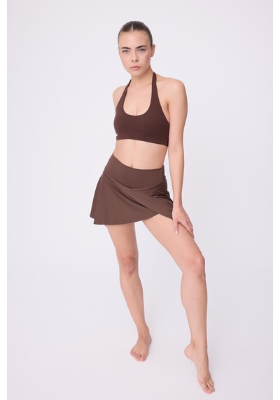 Hıghrıse Flexflow Yüksek Bel Tenis Spor & Aktif Yaşam Etek-şort Skort -2679 Kahverengi