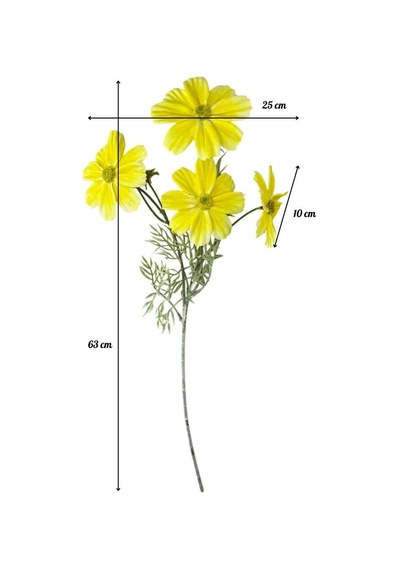Yapay Çiçek Sarı Papatya 4çiçekli Uzun Dal 63cm Gerçeksi Doku Sarı