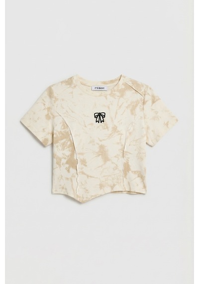 Itsbasic Kadın Bej Ekru W5 Özel Kumaş Elastan Crop Top