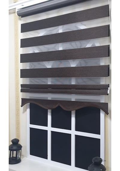 Zebra Stor Perde Kahvereng Efekli Etek Dilimli St 001