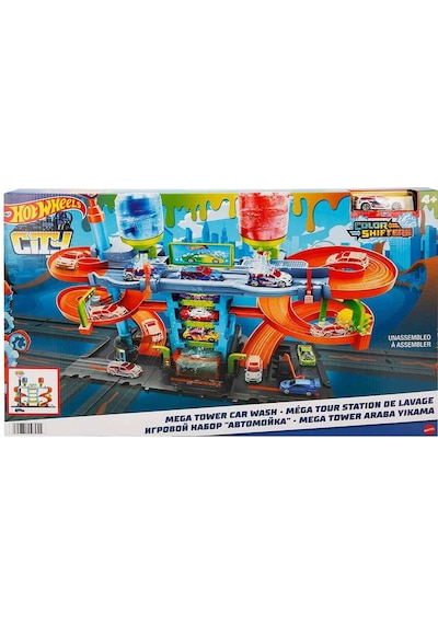 Hot Wheels Mega Araba Yıkama Kulesi: Döner Spiral Ve İki Su Tankıyla Gerçekçi Yıkama Deneyimi Hot Wheels