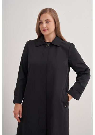 Aker 24aw07647112 Büyük Beden Trençkot 24aw07647112 002 Siyah Siyah