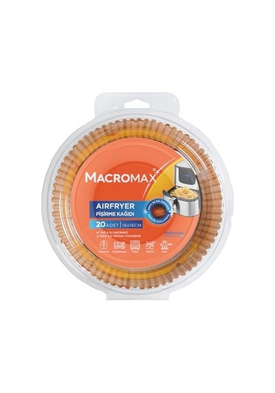 Macro Max Airfryer Pişirme Kağıdı 20 Adet, 16x16 Cm, Yanmaz Yağ Ve Su Geçirmez Hazne