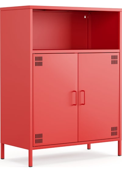 Pera Metal Dolap 2 Kapılı, Açık Raflı 80,50 X 40 X 109,50 Cm - 9 Renk Seçeneği Bulunmaktadır Ral 3020 Kırmızı