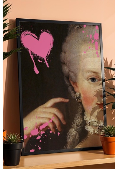 Marie Antoinette Çerçeveli Tablo Modern Dokunuşlu Klasik Sanat Kadınlara Özel Hediye Altered Art