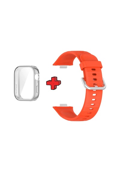 Watch Fit 3 İle Uyumlu Kasa Ekran Koruyucu Ve Jel Silikon Kordon 2in1 Renk80