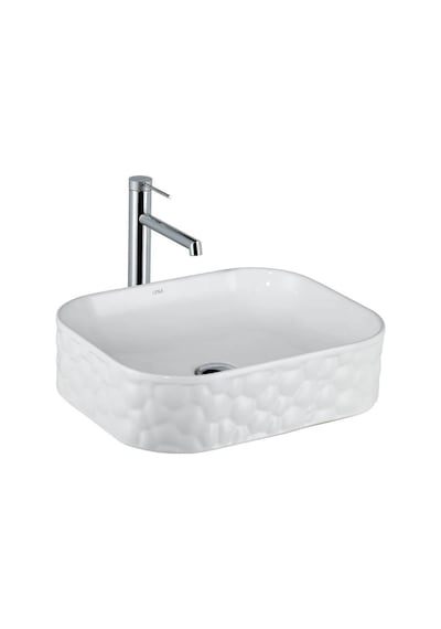 Lena - Tezgah Üstü Porselen Lavabo Parlak Beyaz - Ey-4709- Beyaz