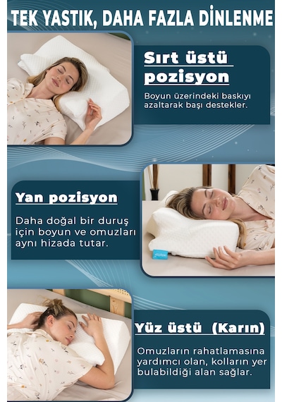 Nox Boyun Destekli Ortopedik Visco Yastık Beyaz- Rahat Uyku Ve Güzellik Yastığı 64x38x12,5 Cm
