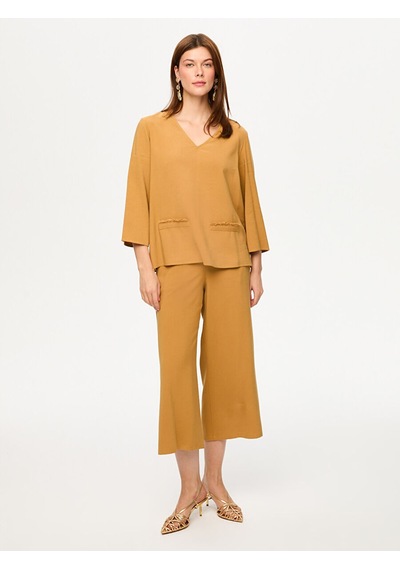 Cebi Püskül Detaylı V Yaka Uzun Kol Bluz S26blz034 Us26blz03435 Camel